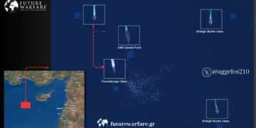 OSINT: Η τοποθεσία του Αμερικανικού Αεροπλανοφόρου  USS Gerald Ford νοτιοδυτικά της Κύπρου – Εντείνεται η παρουσία αμερικανικών στην Ελλάδα